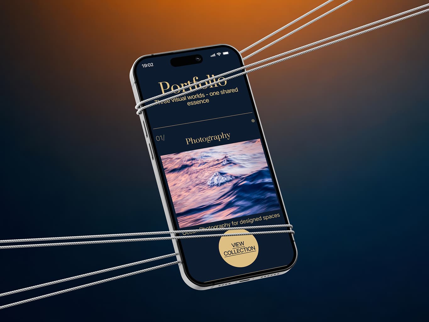 The Maison Tali site on a phone, showing a dark ocean collection page