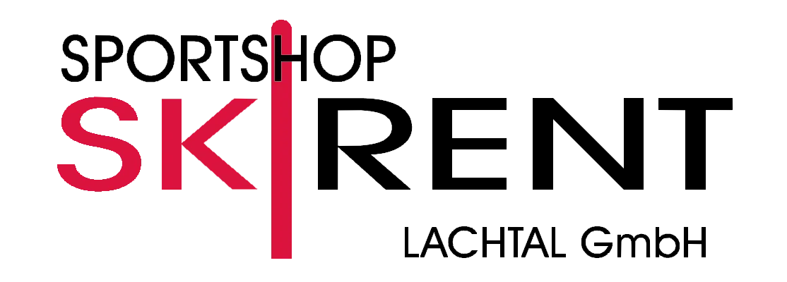 Red letters SK with a red vertical ski pole and black text spelling Rental Services.