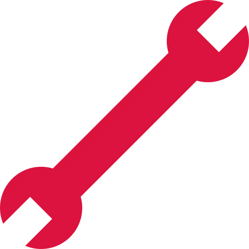 Red wrench icon symbolizing tools or repair service.