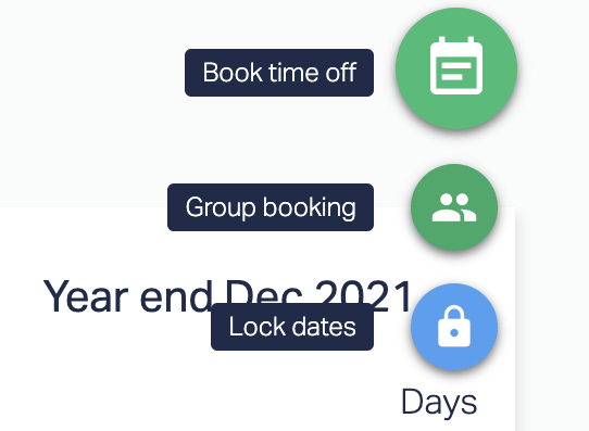 Book time off, Group booking, or Lock dates