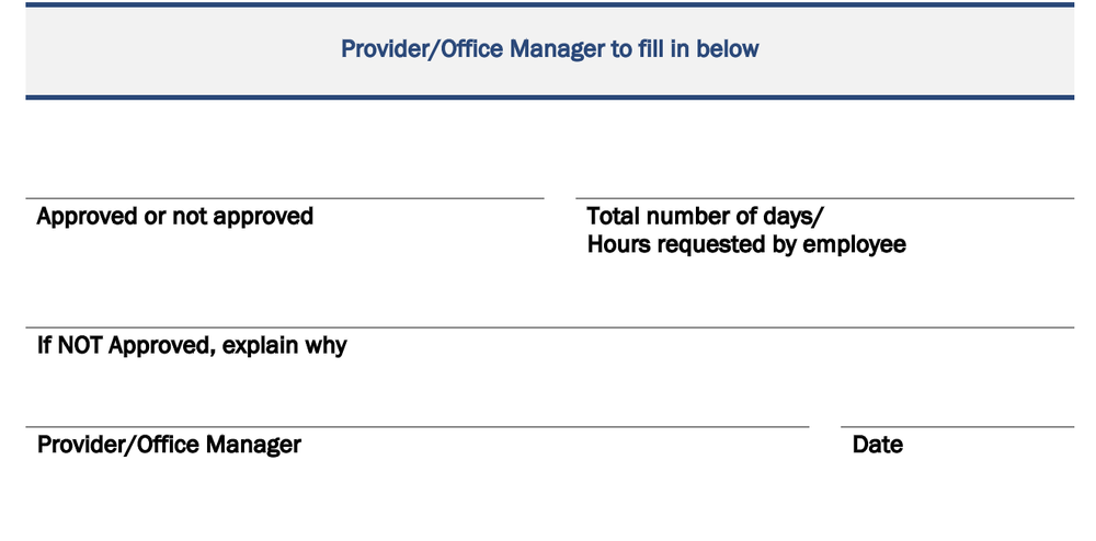 Microsoft Office's free small business holiday request form.