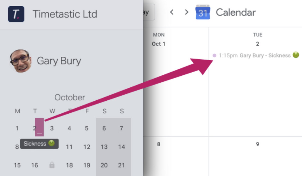 Sync your vacation time as well as sick leave with your work calendar