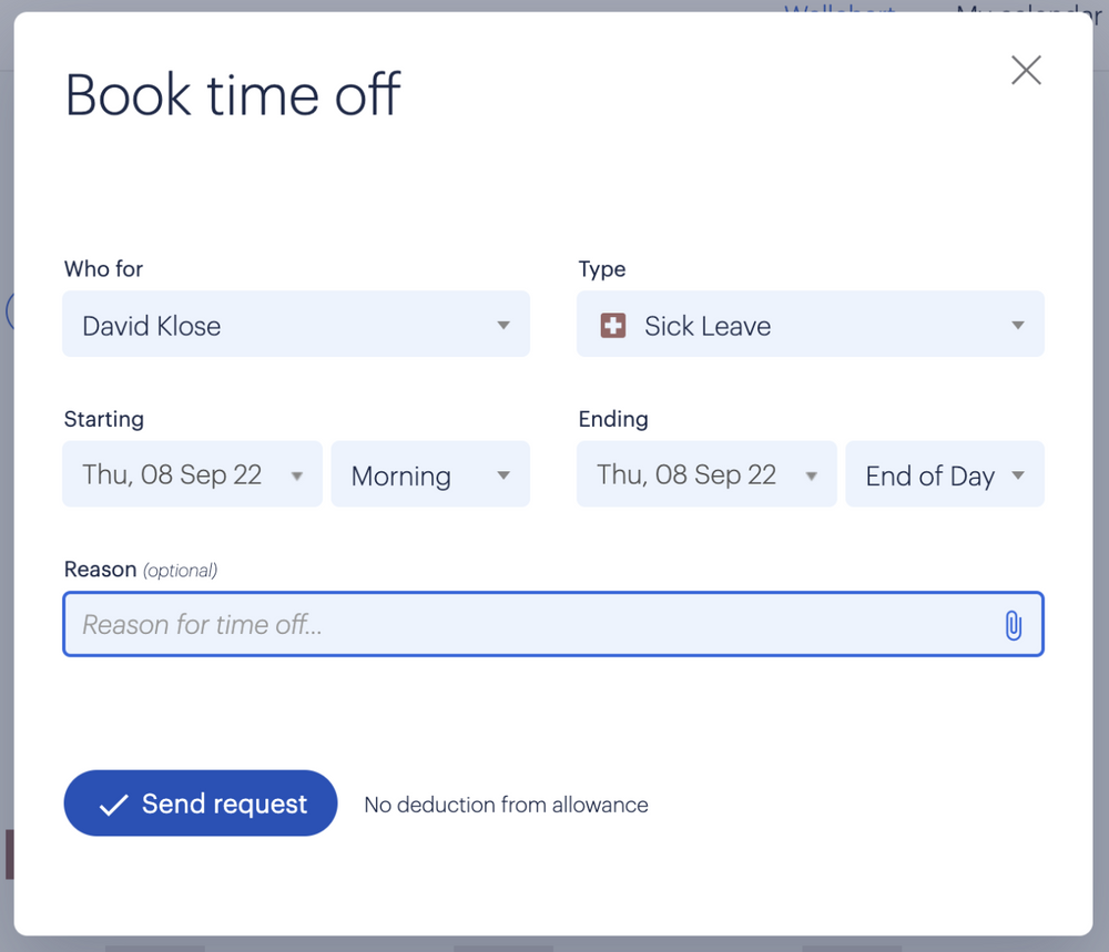 How to request sick leave with Timetastic (including selecting the number of days you’re off)