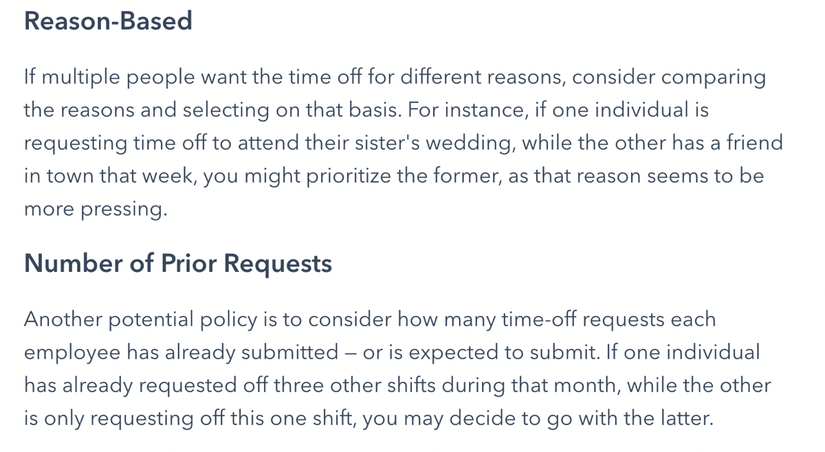 Reason-Based or Number of Prior Requests