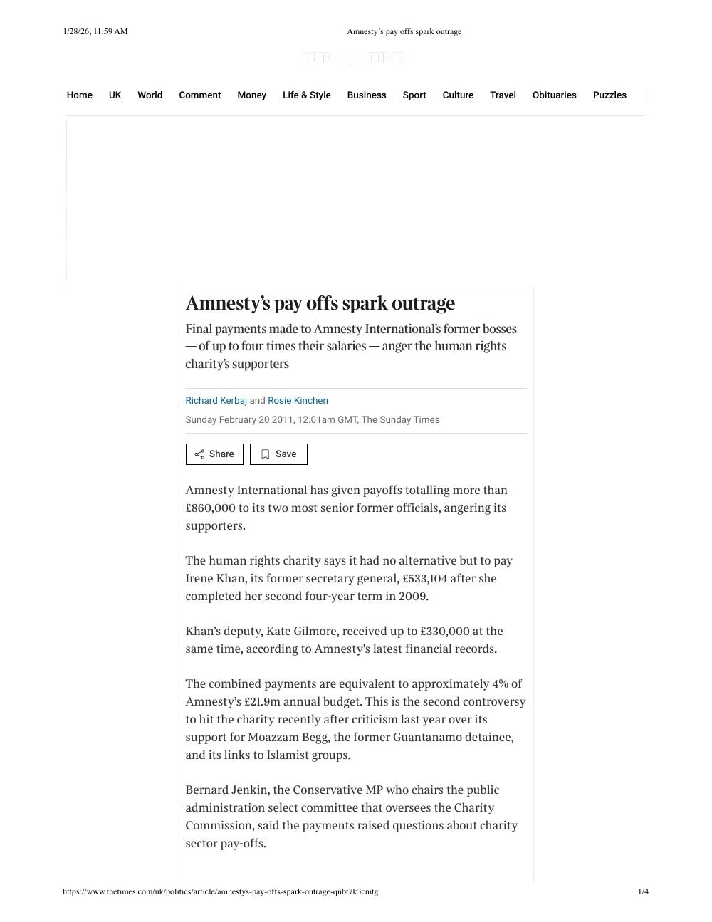 Amnesty's Pay Off Spark Outrage
