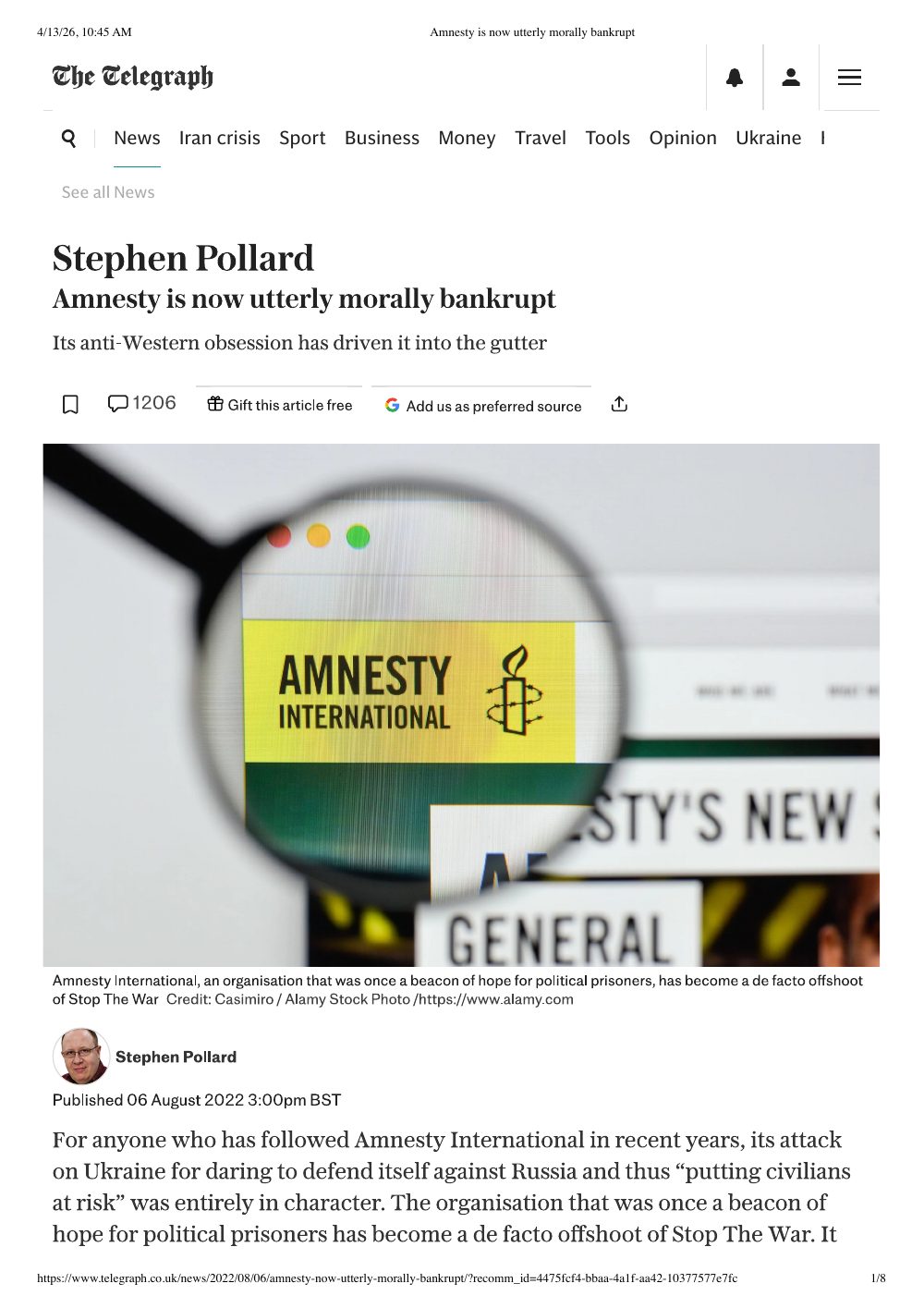 Amnesty Is Now Utterly Morally Corrupt
