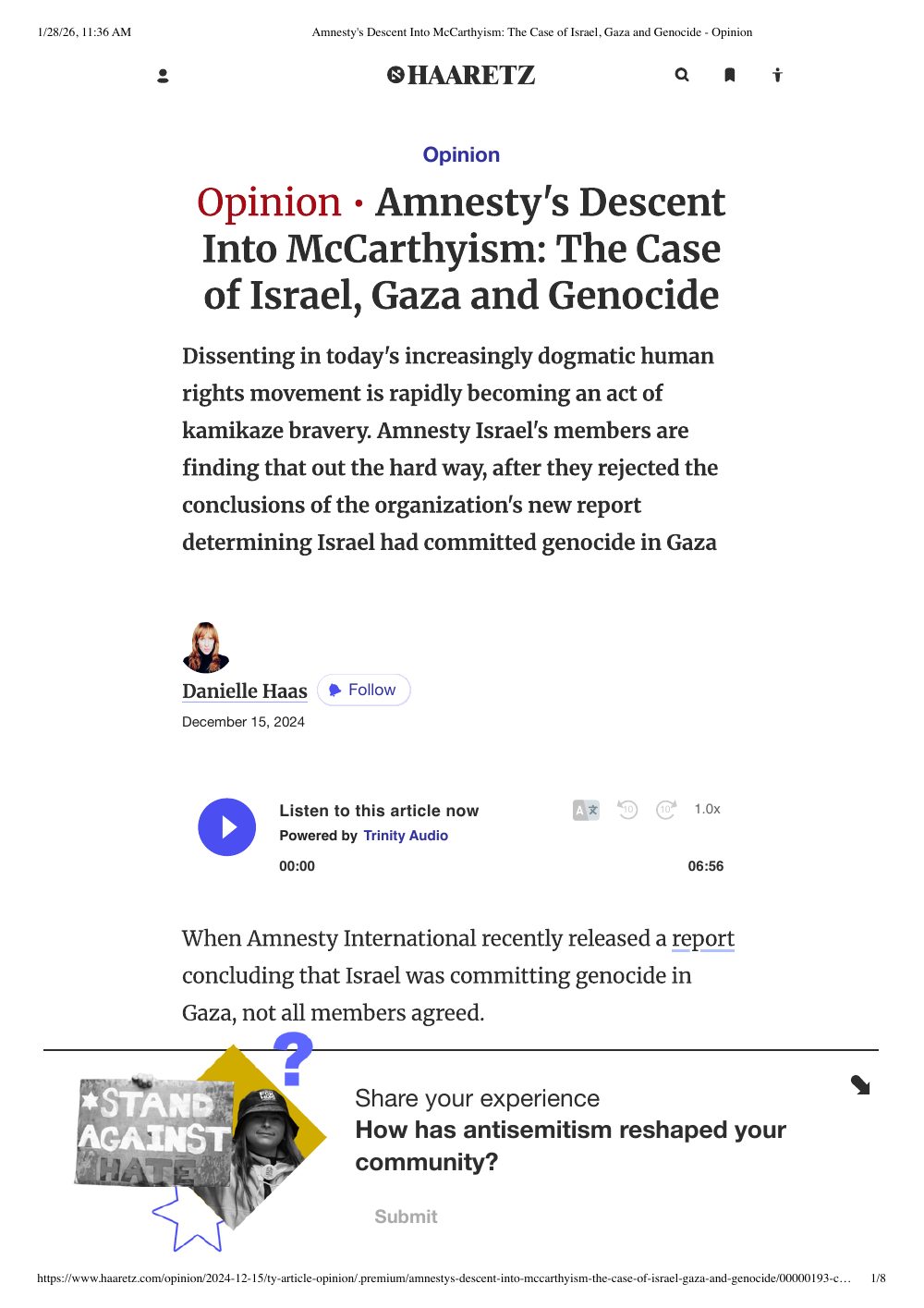 Amnesty's Descent into McCarthyism