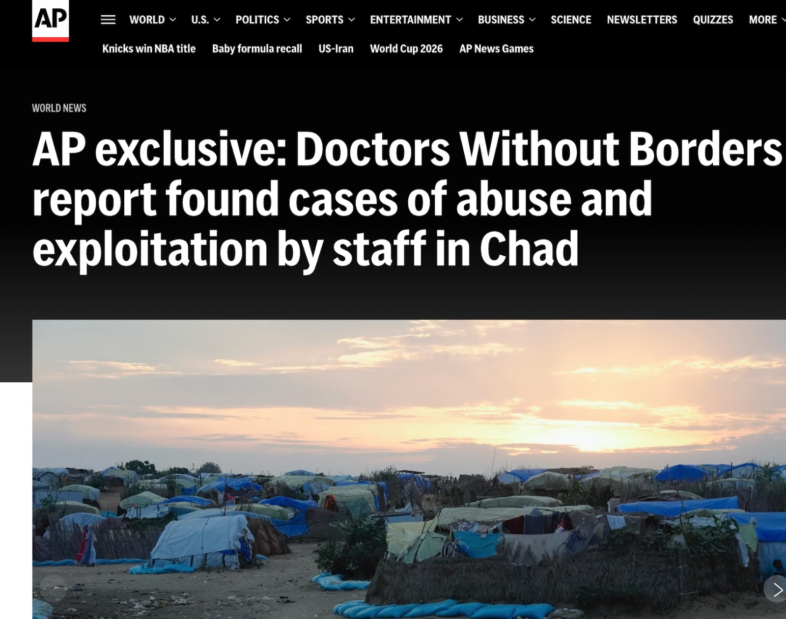 Doctors Without Borders Report Found Cases of Abuse and Exploitation by Staff in Chad