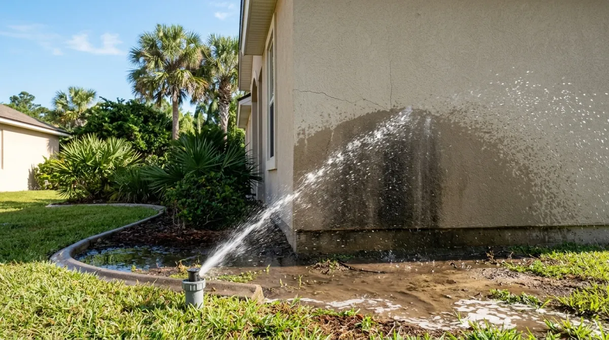 How Broken Sprinkler Heads Damage Your Home's Foundation