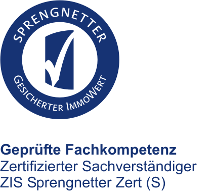 Sprengnetter Gesicherter Immowert – Geprüfte Fachkompetenz, Zertifizierter Sachverständiger ZIS Sprengnetter Zert (S)