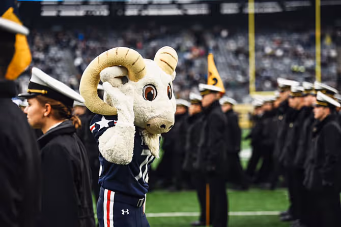 Navy goat mascot at an Army-Navy football game