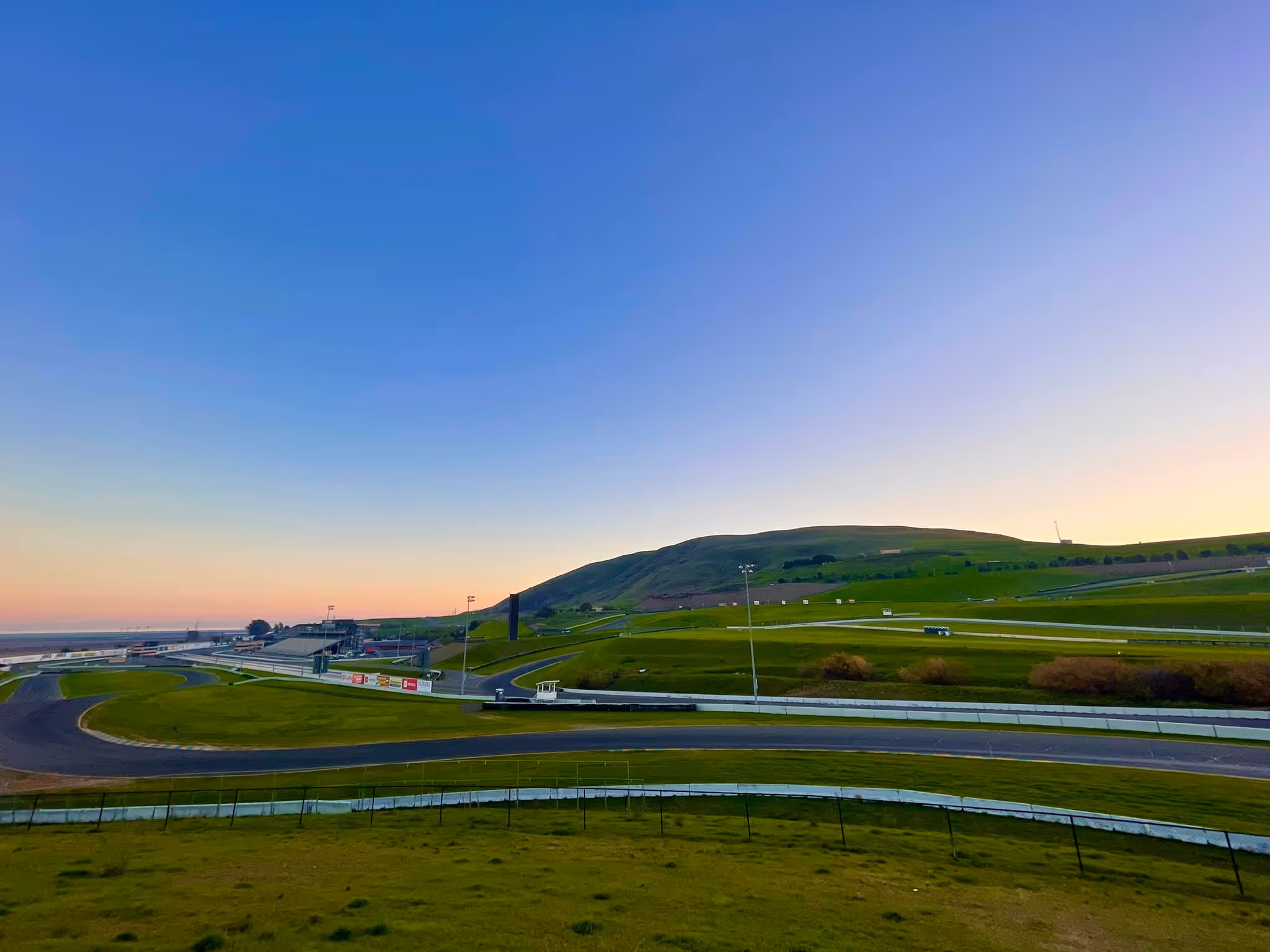 Race cars on the road course at Sonoma Raceway in Northern California