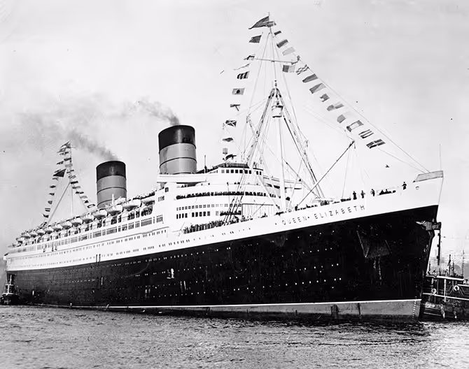 RMS Queen Elizabeth ocean liner used as a WWII troop carrier