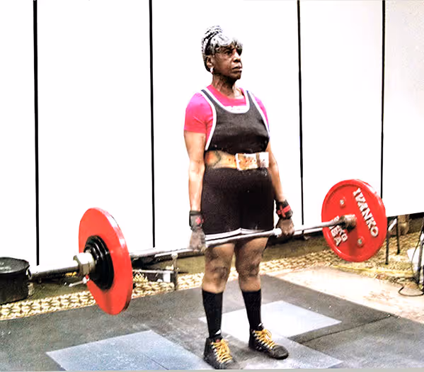 Resident powerlifter Carrie Reese performing a deadlift