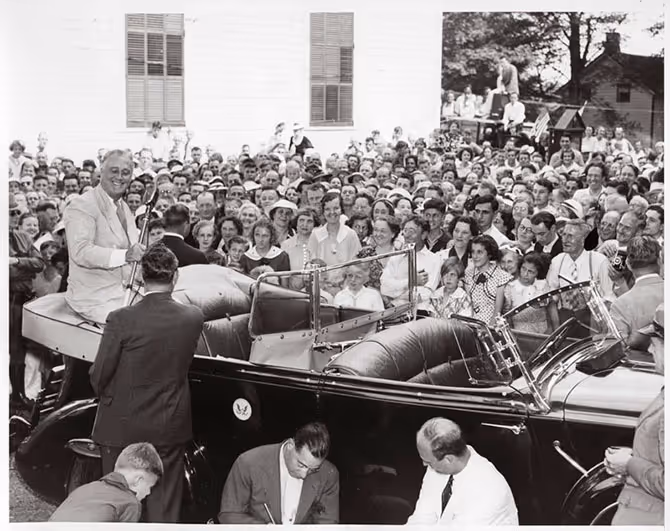 Historic presidential campaign rally from the 1930s