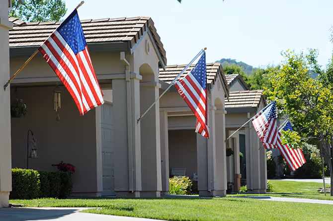Early American flag with thirteen stars and stripes for Flag Day