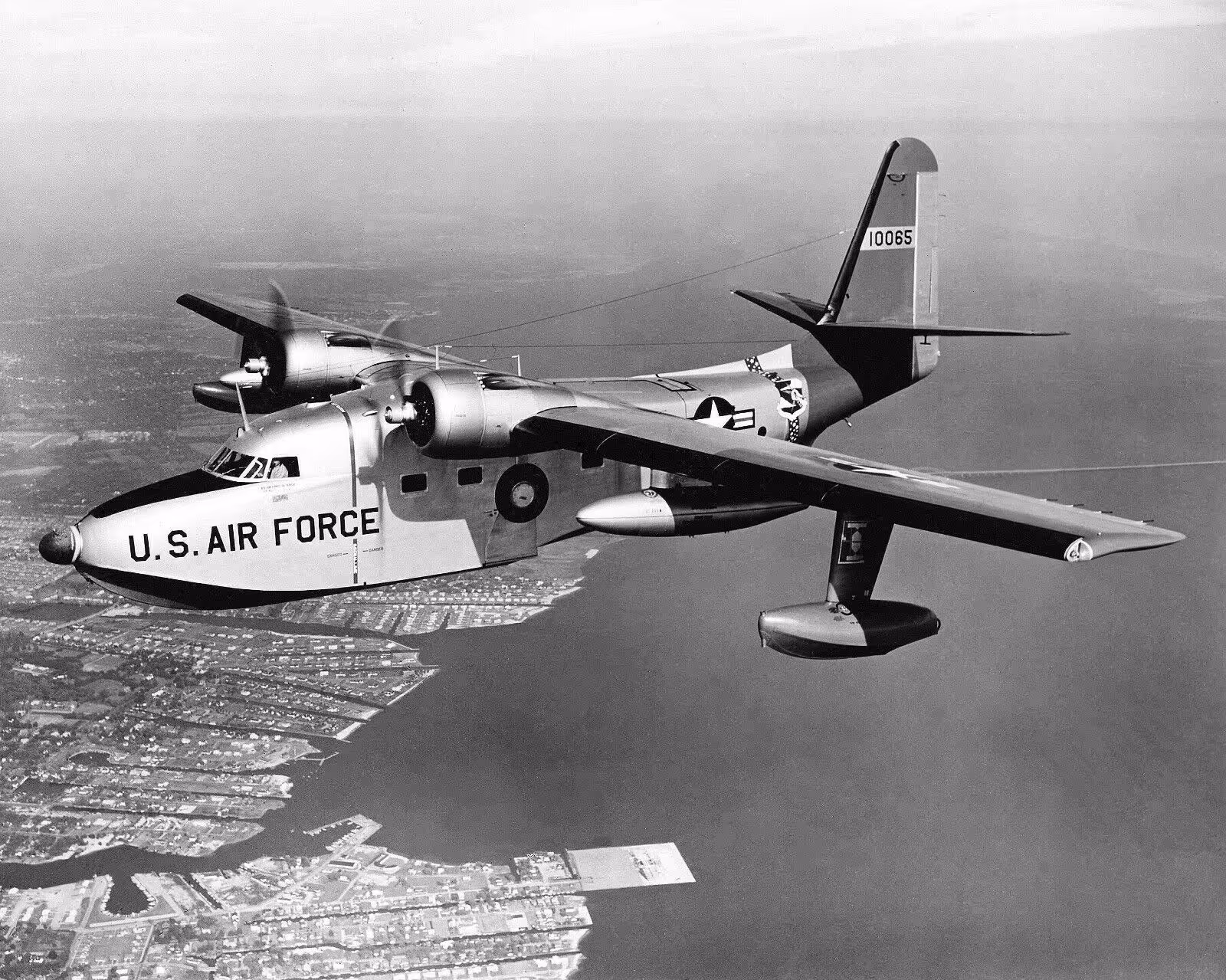SA-16 Albatross seaplane on a training flight over Italy