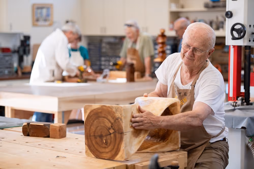 Senior working on a creative arts and crafts project