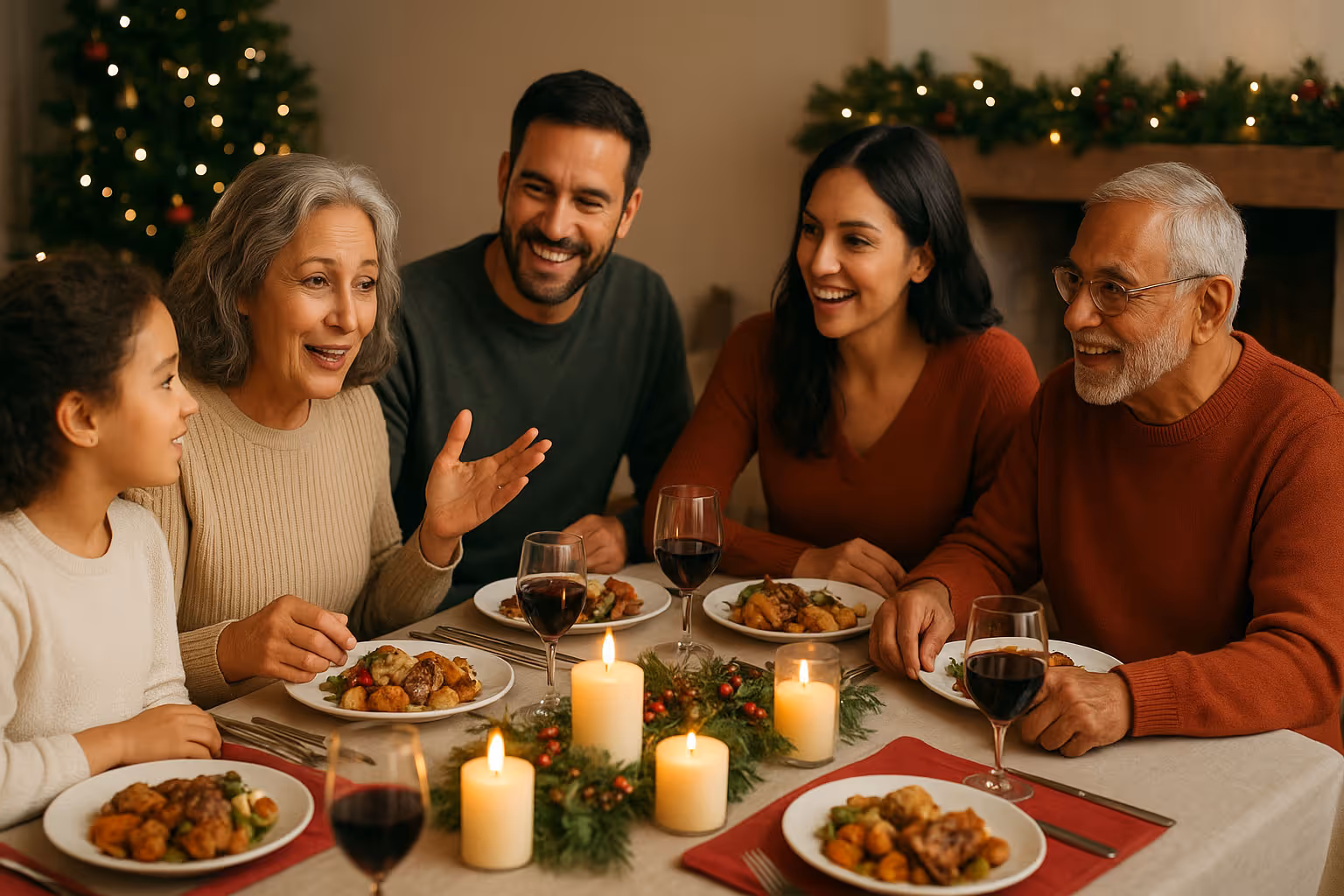 Family discussing a move to a Life Plan Community during the holidays