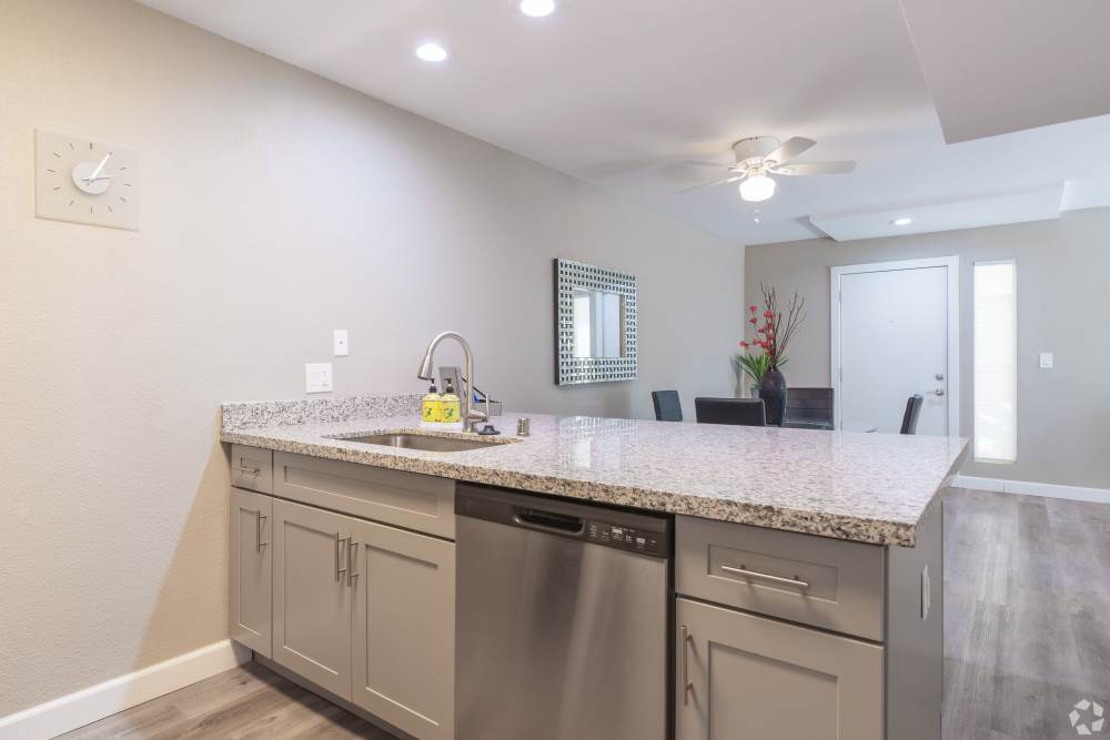 Kitchen island and entry 