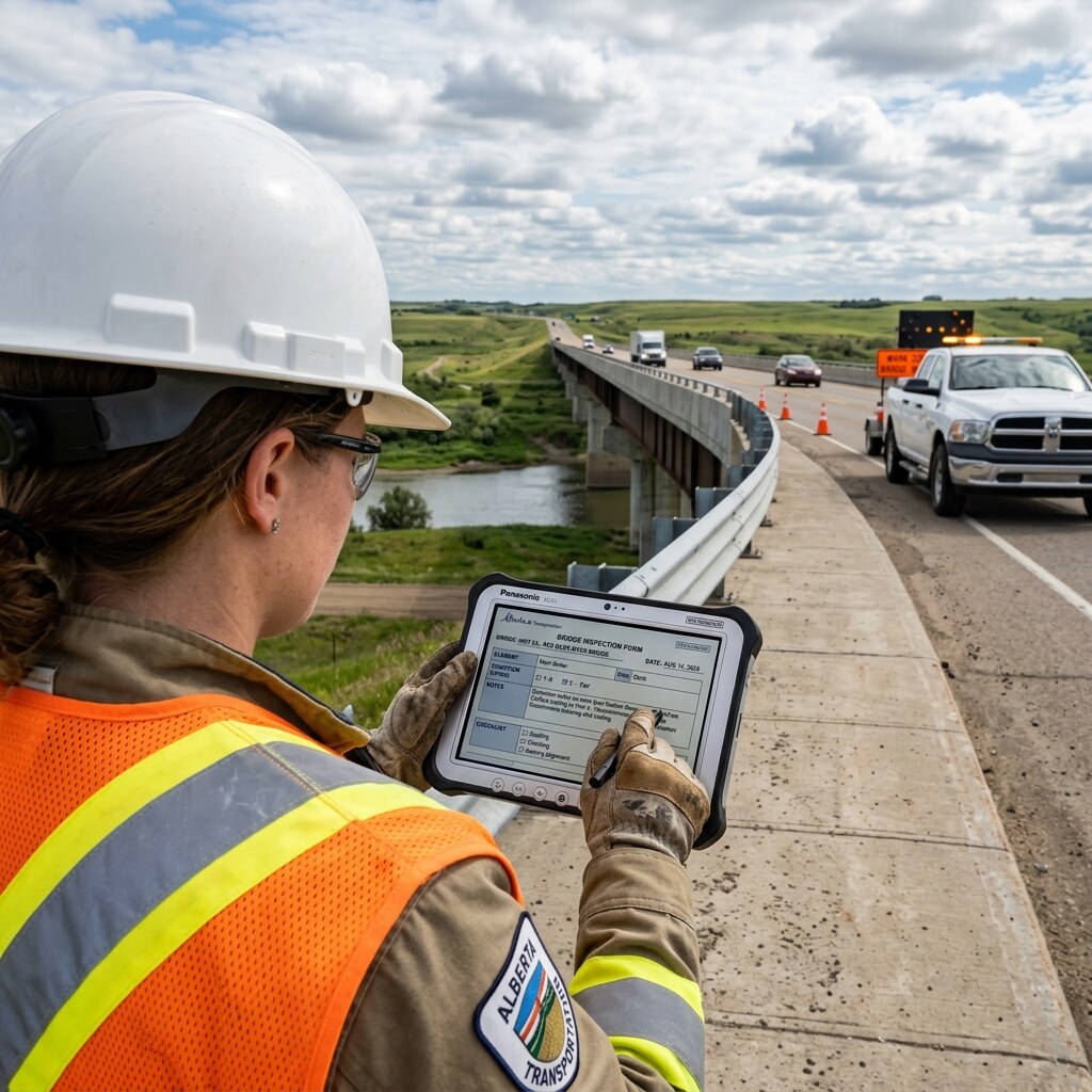 Tablet entry for condition ratings and field documentation.