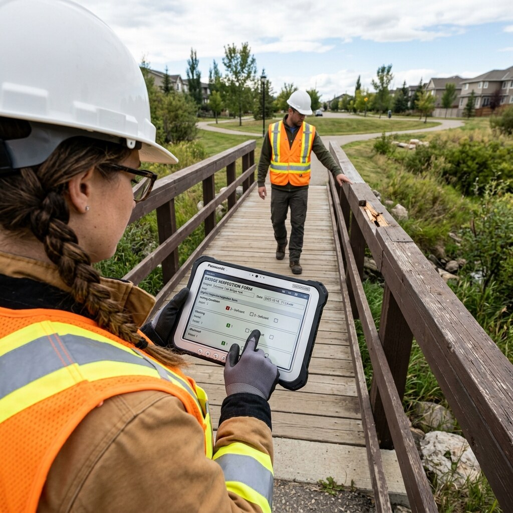 Tablet entry for condition ratings and field documentation.