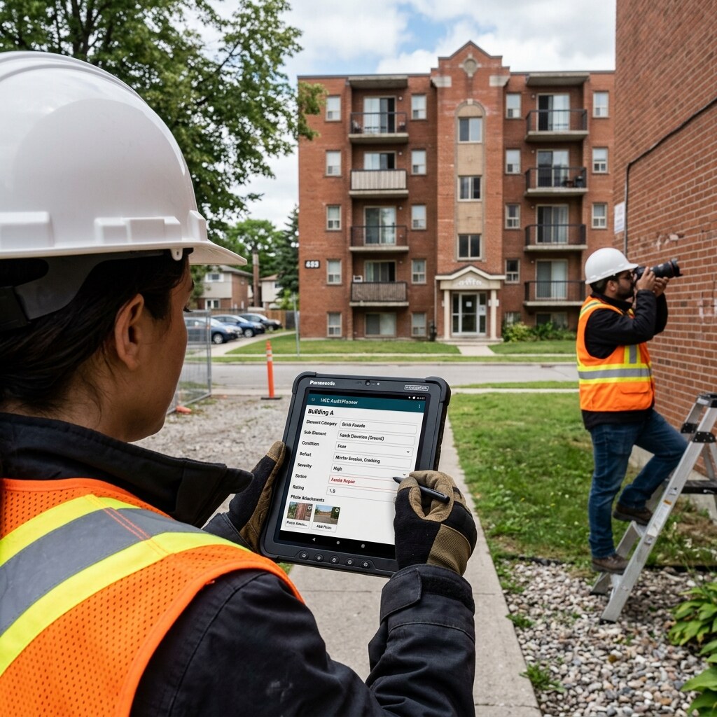 Digital field entry for ratings, photos, and QA review.