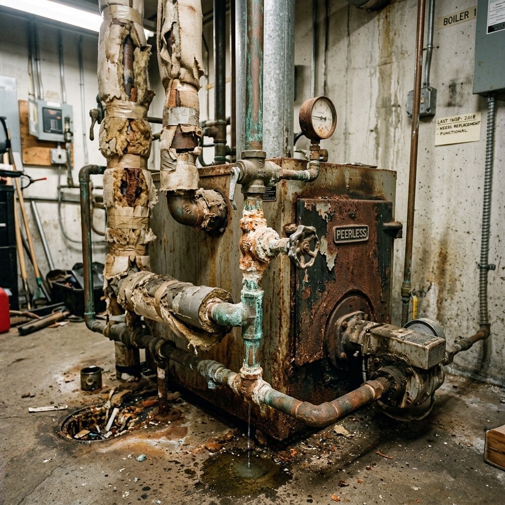 Mechanical system review for age, access, and condition.