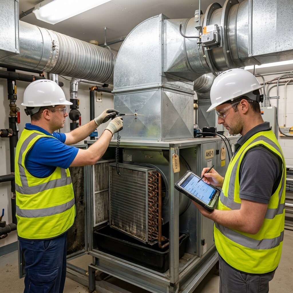 Mechanical system review for age, access, and condition.