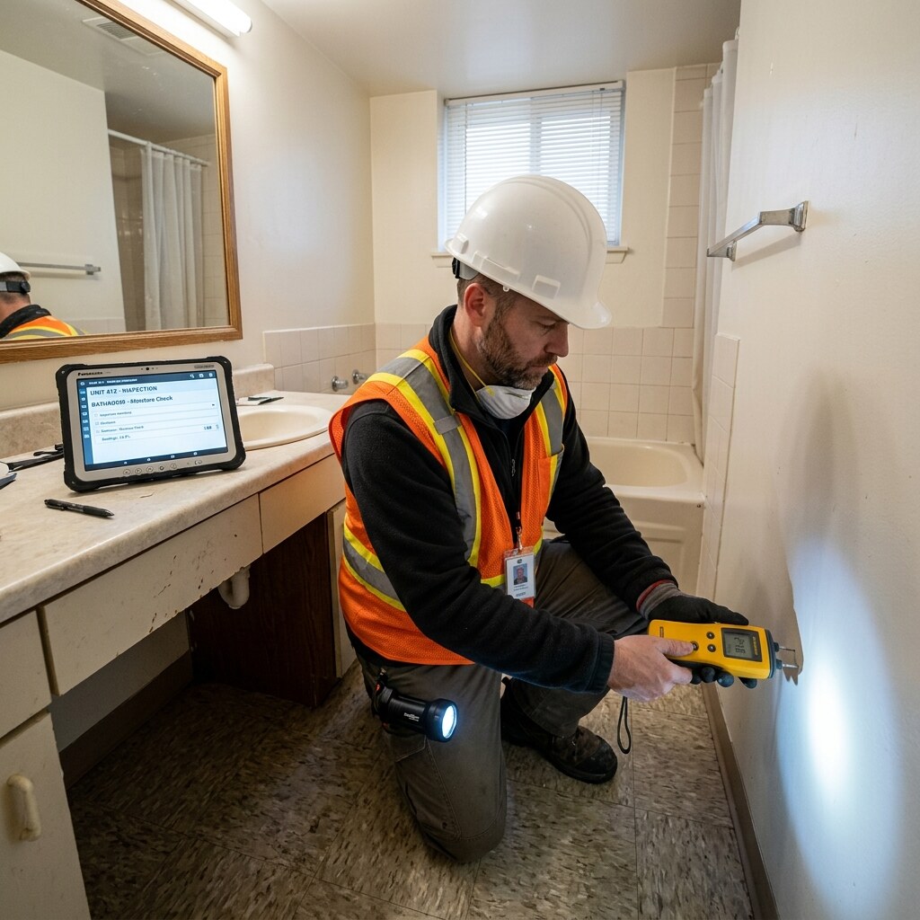 Interior finishes review for wear, damage, and service life.