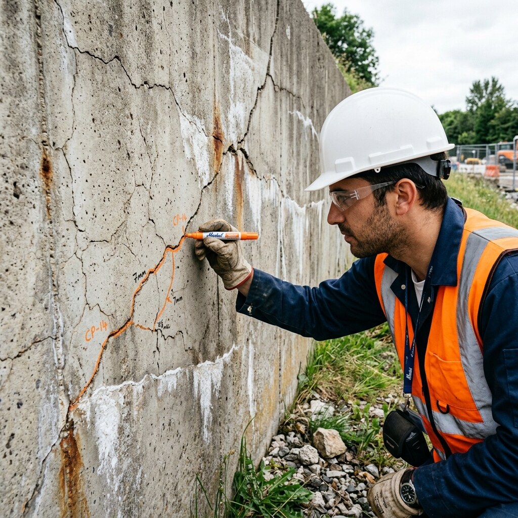 Crack measurement for severity and repair planning.