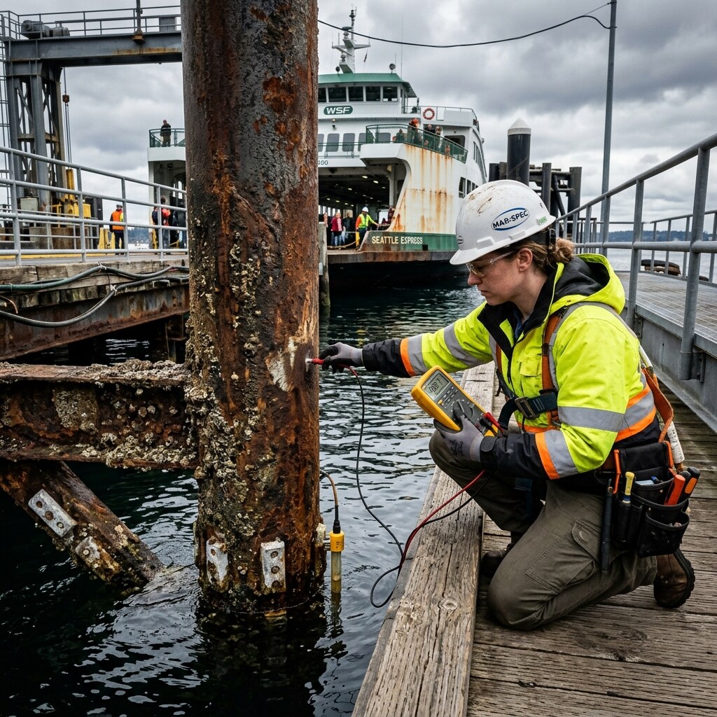 Cathodic protection testing for corrosion control performance.