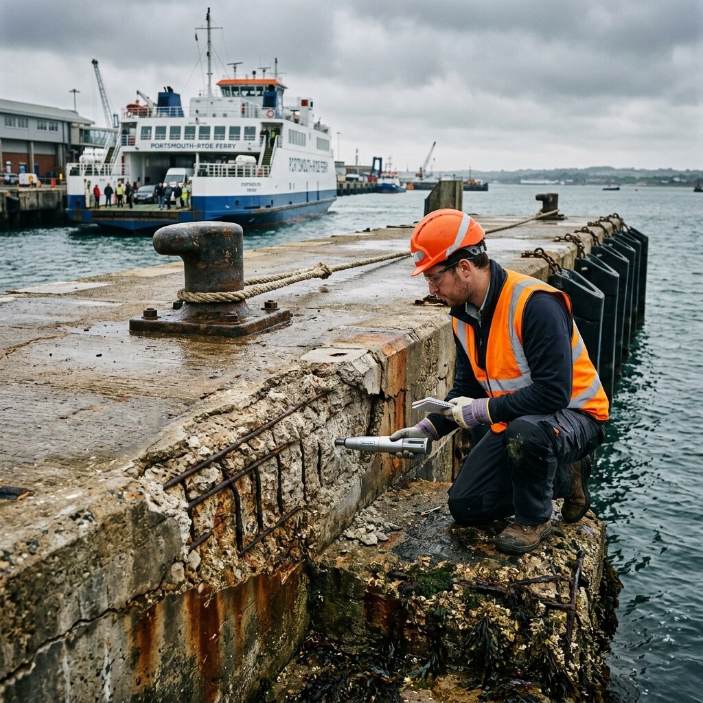 Berth structure testing for load and surface deterioration.