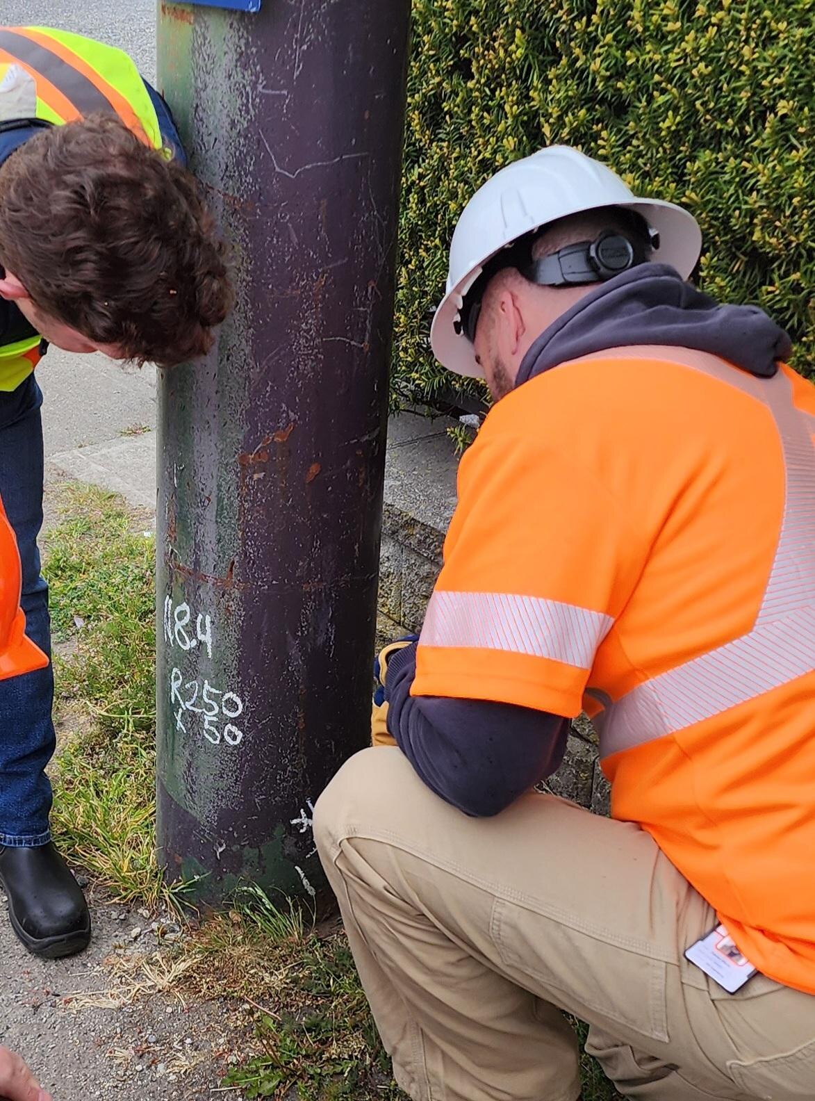 Streetlight pole review for defects, access, and safety.