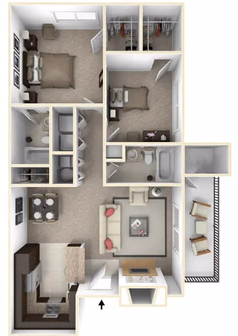 2 bed 2 bath floor plan layout