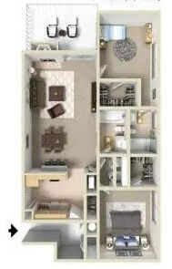 2 bed 2 bath floor plan layout