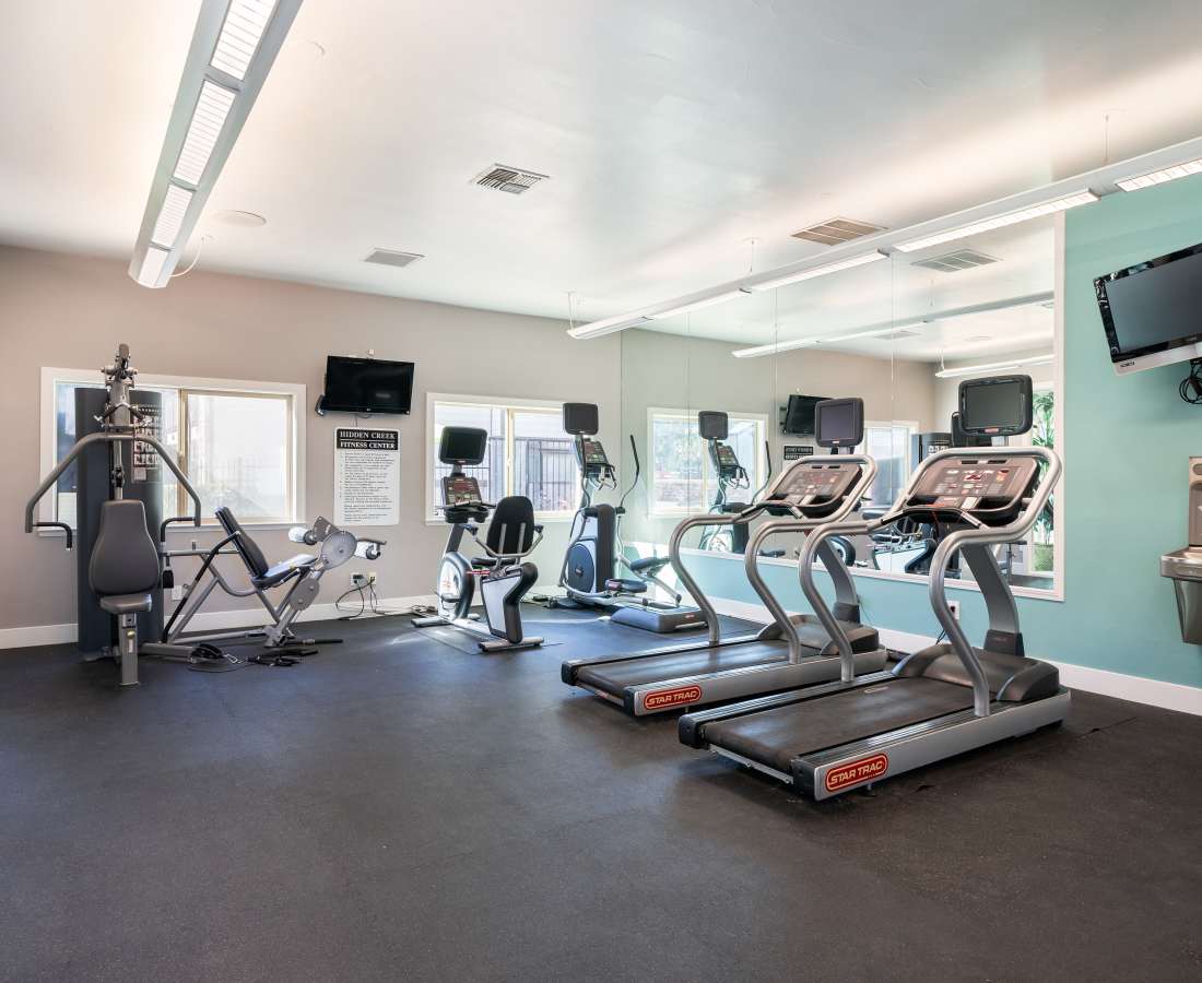 Gym with treadmills