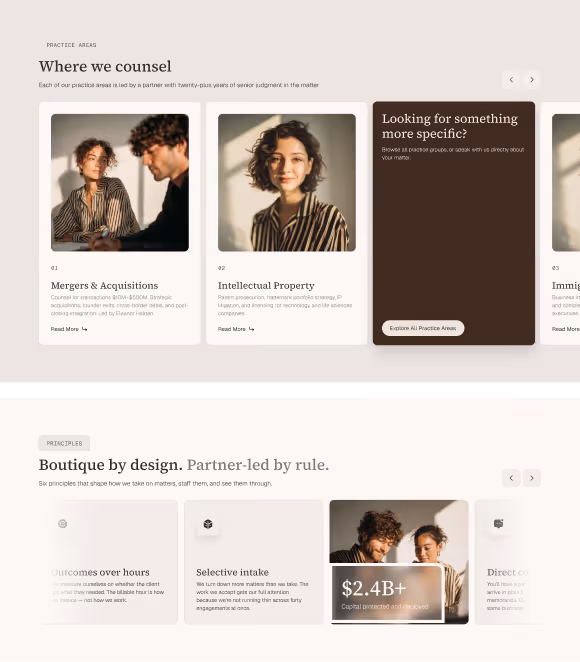 Boutique Law Firms, M&A & Counse webflow template