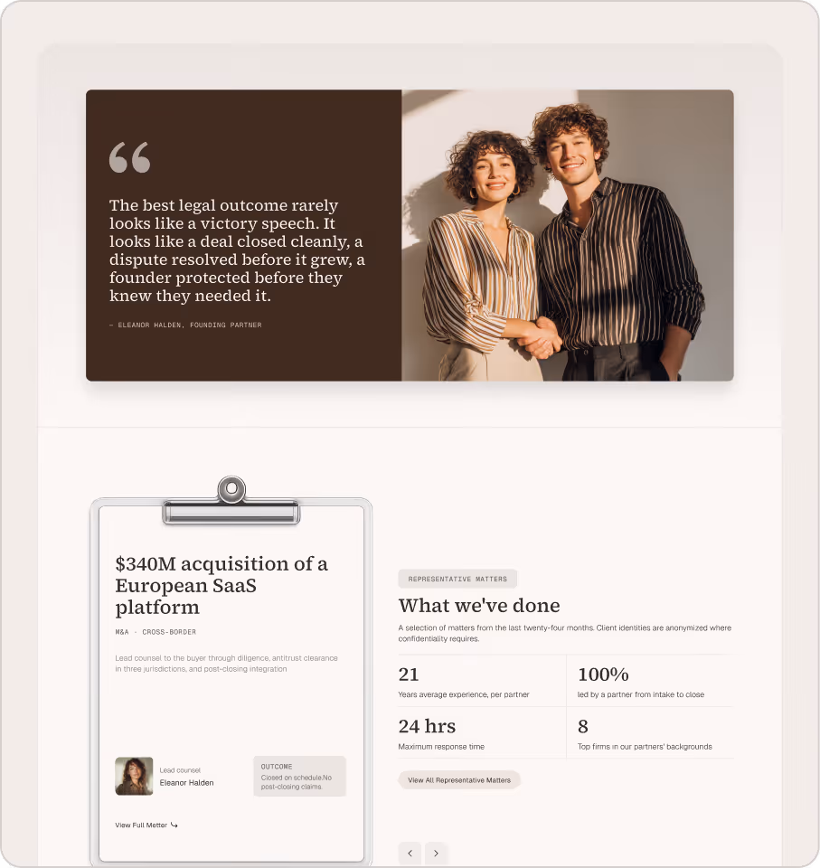 Boutique Law Firms, M&A & Counse webflow template