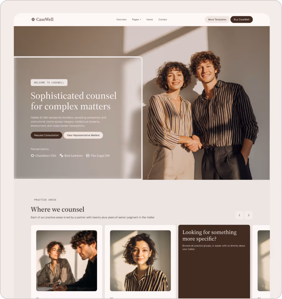Boutique Law Firms, M&A & Counse webflow template