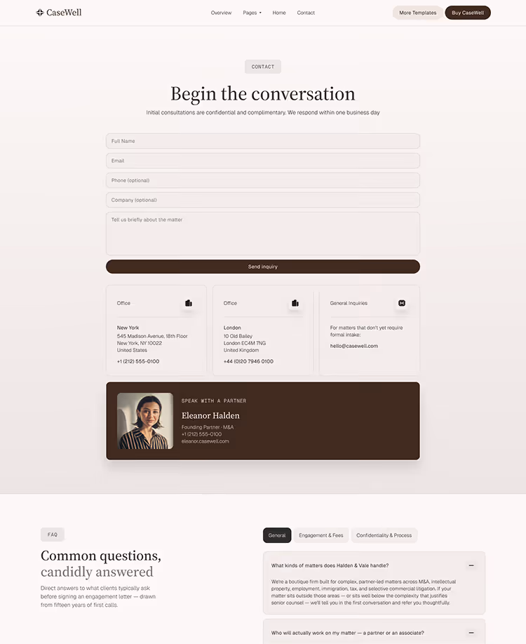 Boutique Law Firms, M&A & Counse webflow template