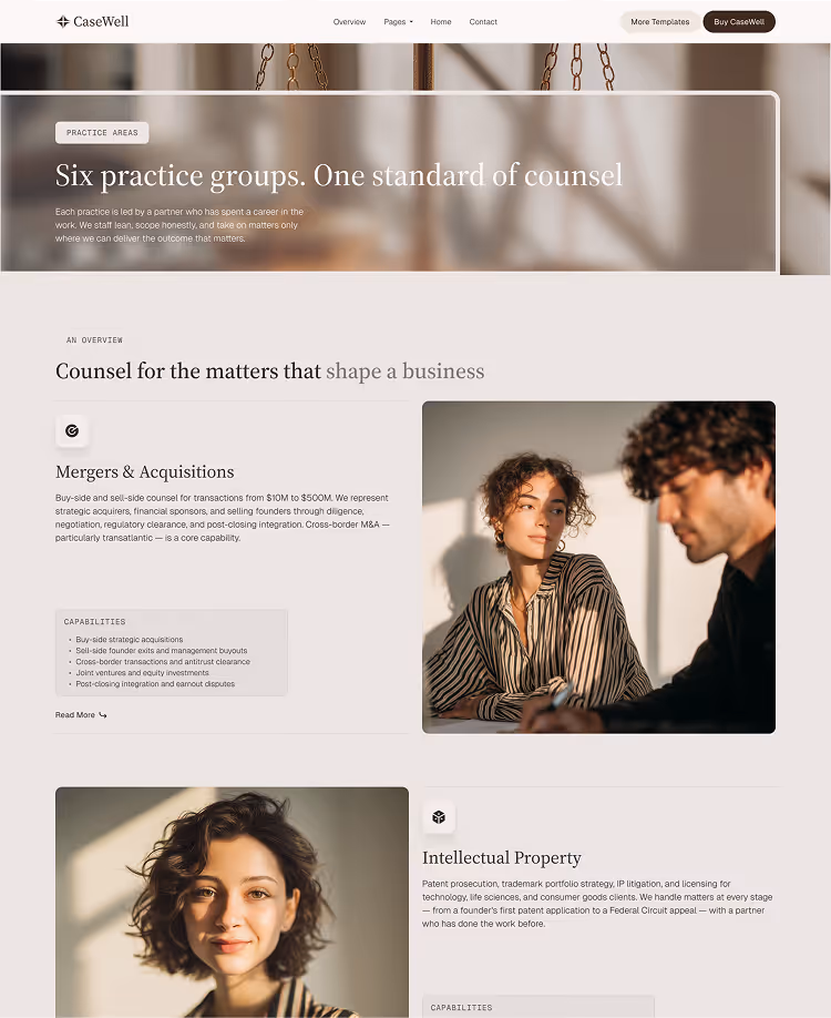 Boutique Law Firms, M&A & Counse webflow template