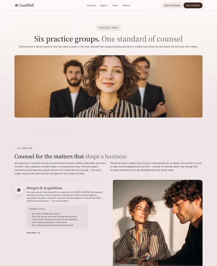 Boutique Law Firms, M&A & Counse webflow template