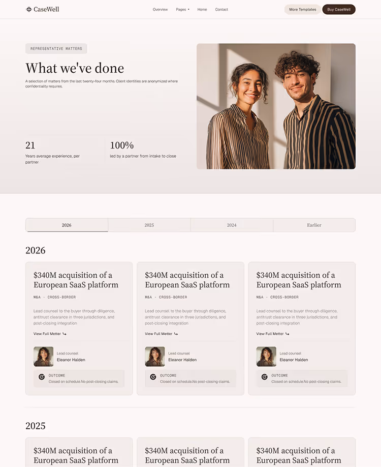 Boutique Law Firms, M&A & Counse webflow template
