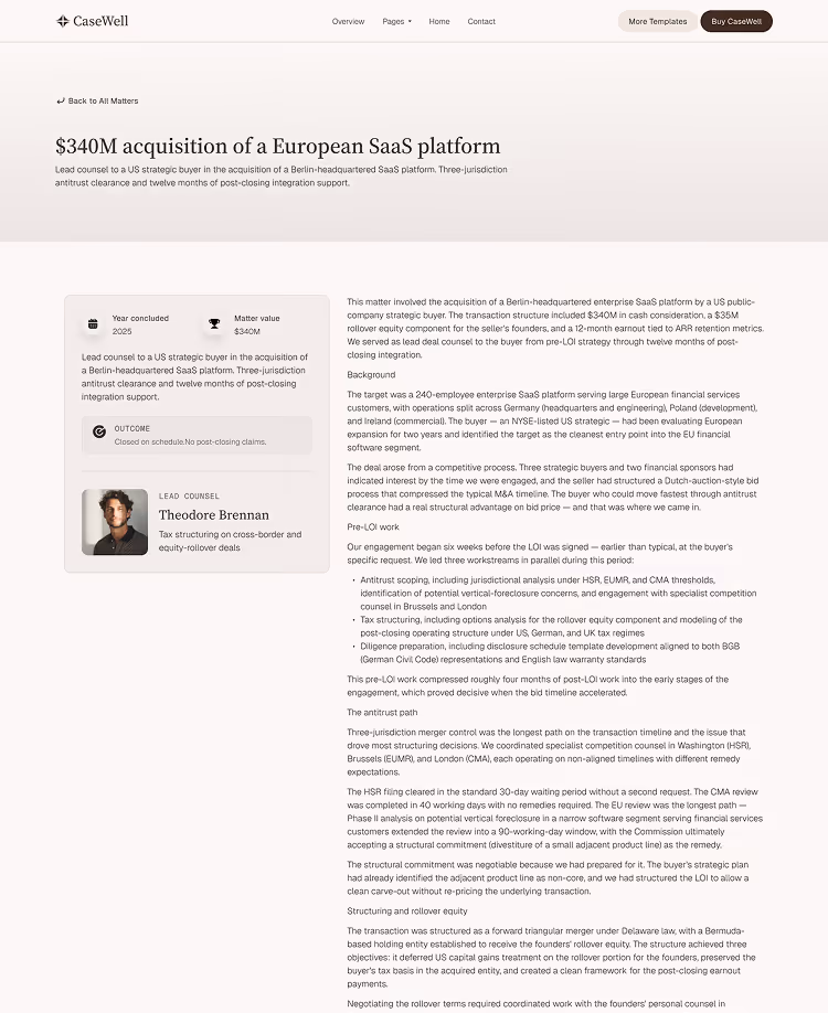 Boutique Law Firms, M&A & Counse webflow template