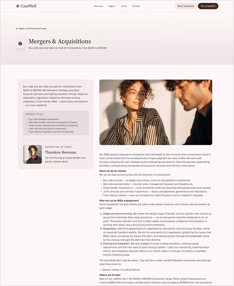 Boutique Law Firms, M&A & Counse webflow template