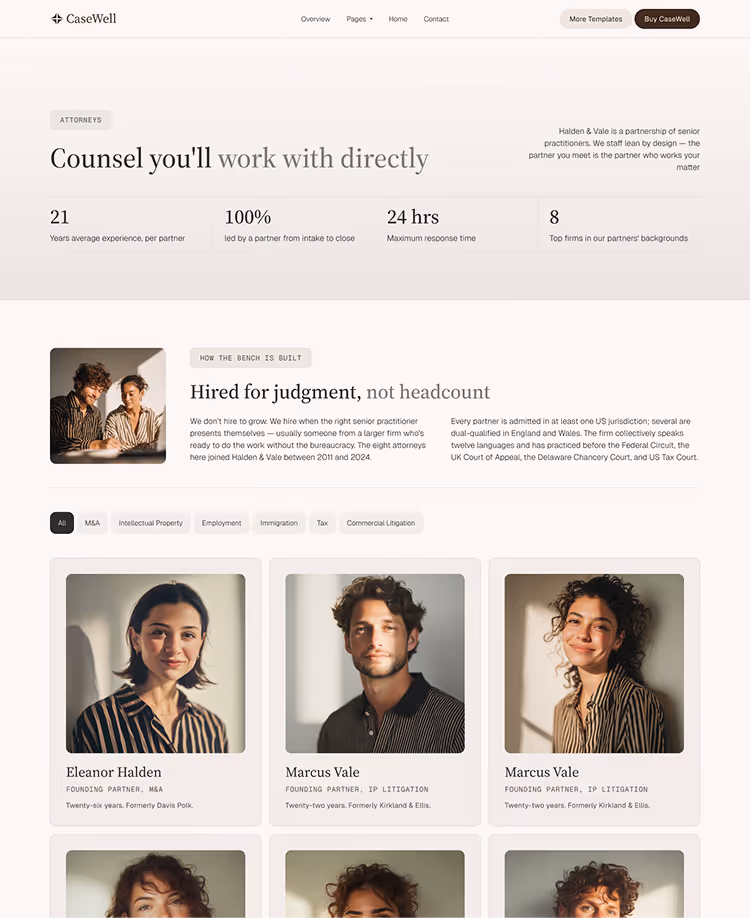Boutique Law Firms, M&A & Counse webflow template