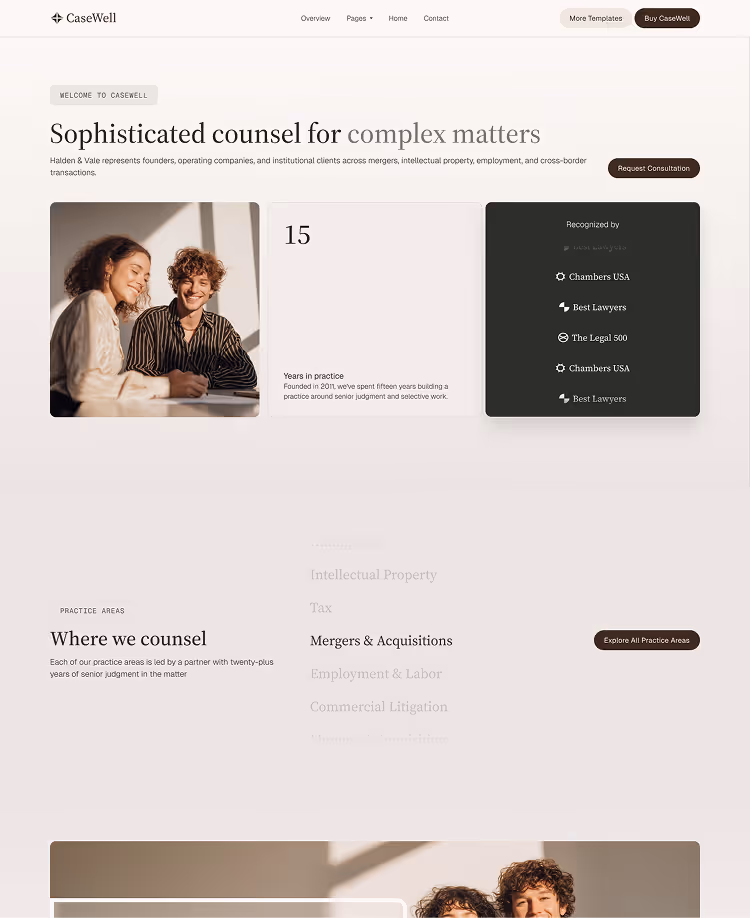 Boutique Law Firms, M&A & Counse webflow template