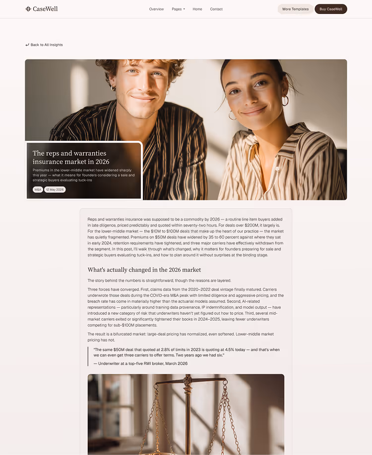 Boutique Law Firms, M&A & Counse webflow template