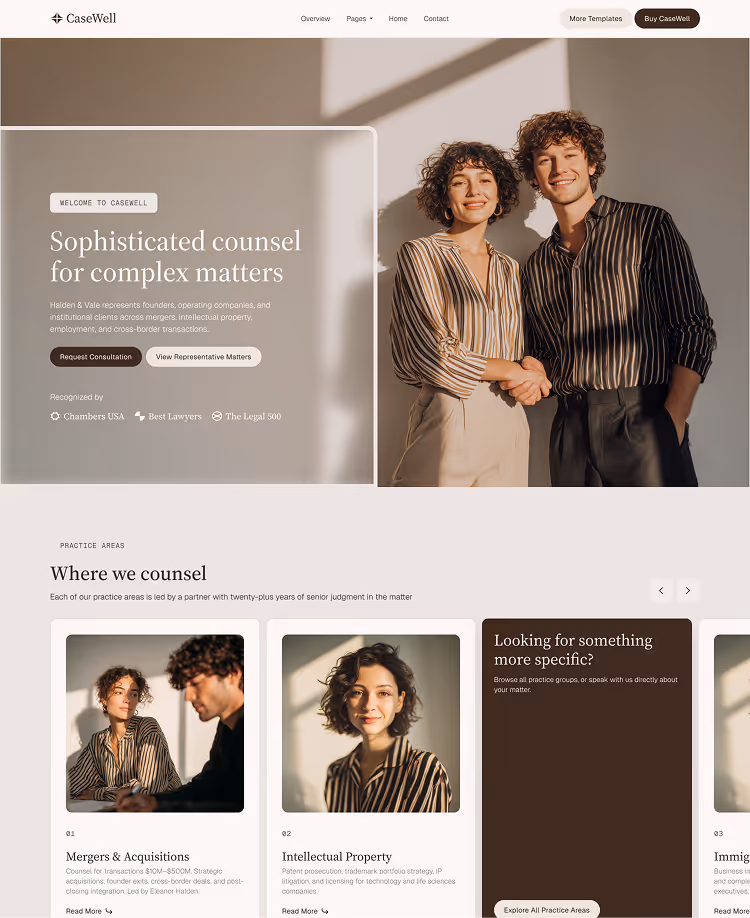 Boutique Law Firms, M&A & Counse webflow template